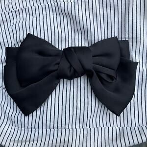 Black satin hair bow, barrette clip, glam indie coquette whimsigoth